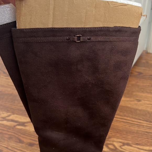 Brown faux, suede side zip boots - Picture 3 of 8